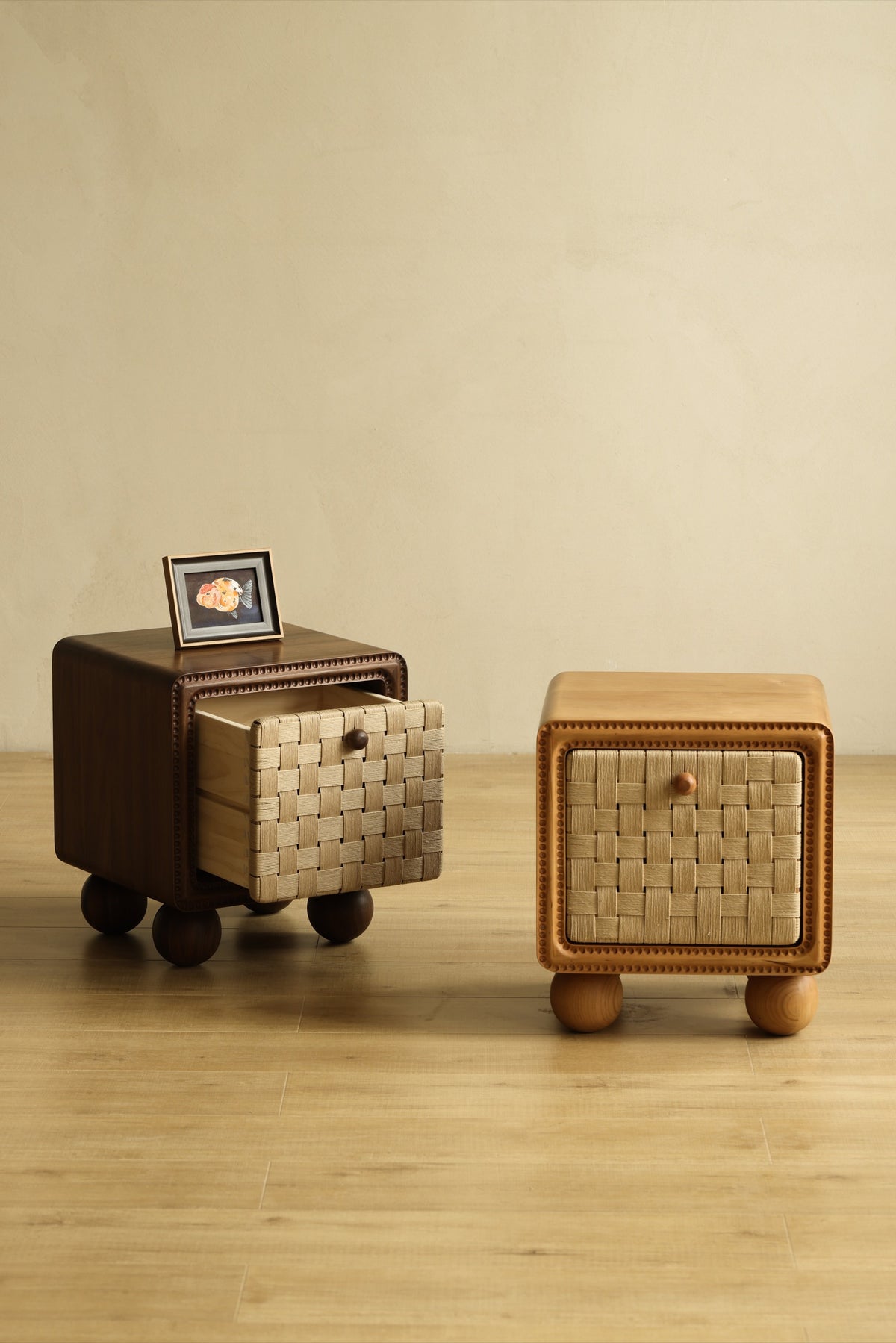 The Woven Walnut Nightstand — Handcrafted Danish Cord Edition