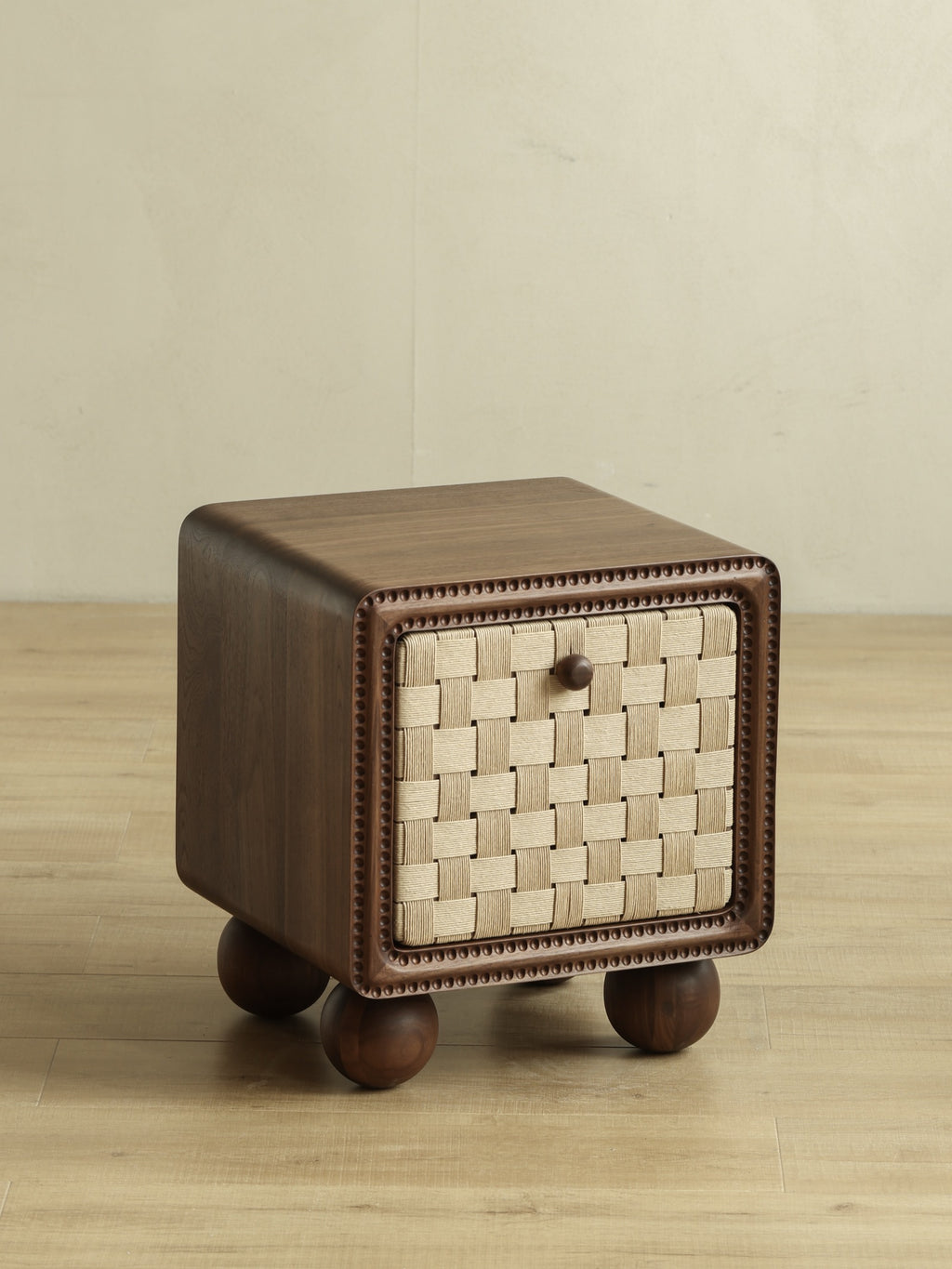 The Woven Walnut Nightstand — Handcrafted Danish Cord Edition