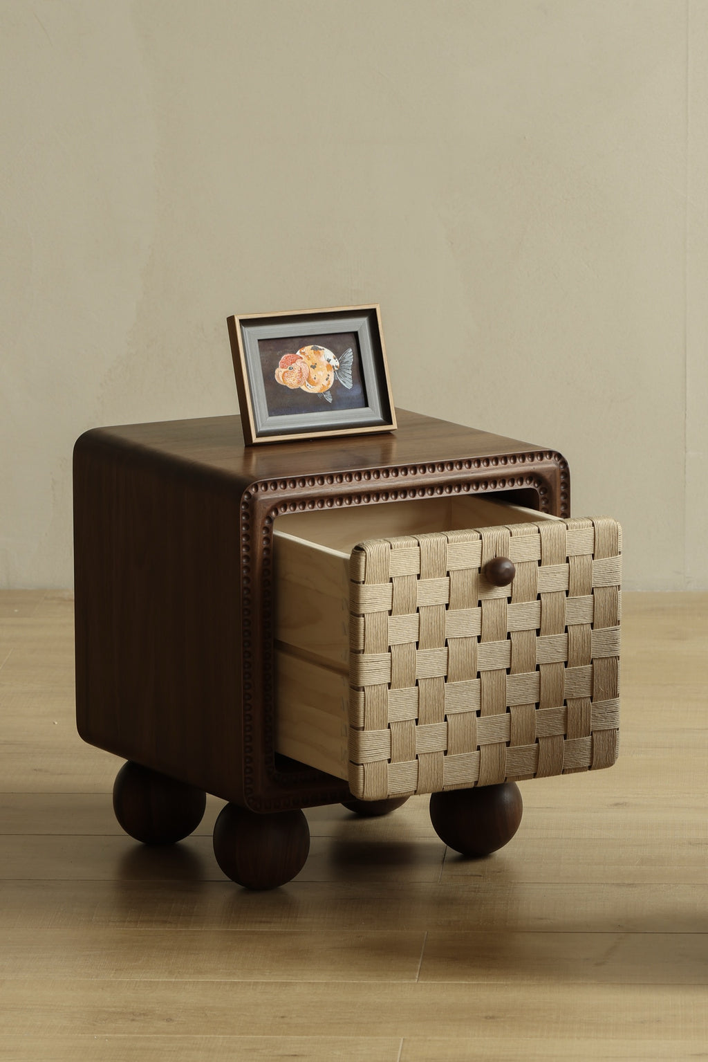 The Woven Walnut Nightstand — Handcrafted Danish Cord Edition