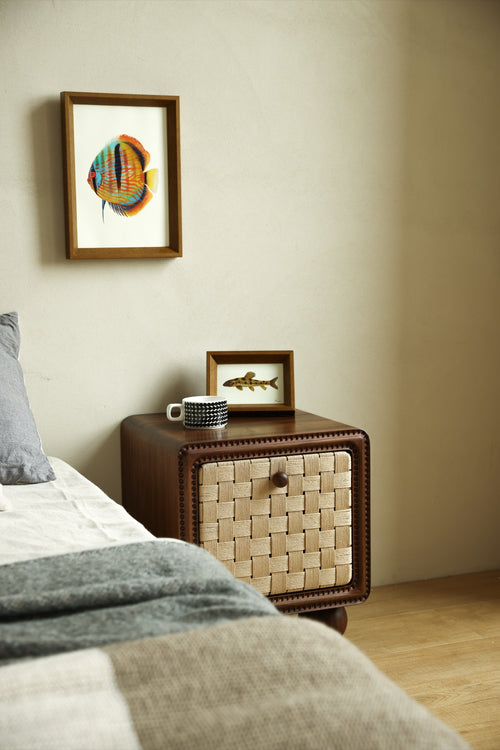 The Woven Walnut Nightstand — Handcrafted Danish Cord Edition