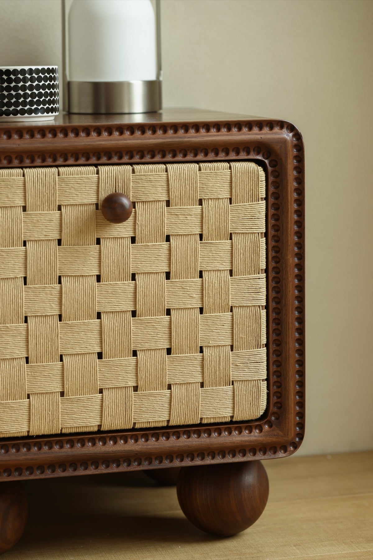 The Woven Walnut Nightstand — Handcrafted Danish Cord Edition