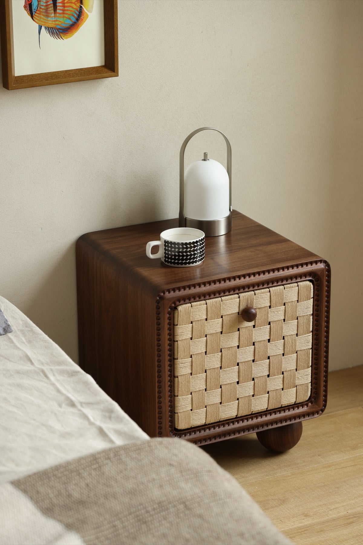 The Woven Walnut Nightstand — Handcrafted Danish Cord Edition