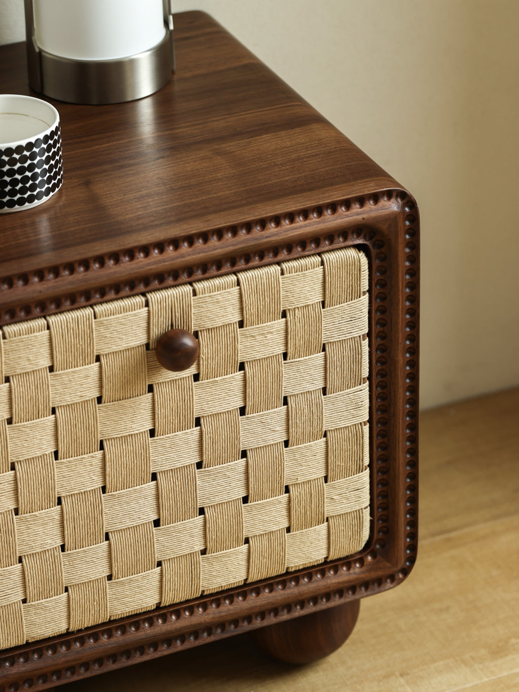 The Woven Walnut Nightstand — Handcrafted Danish Cord Edition